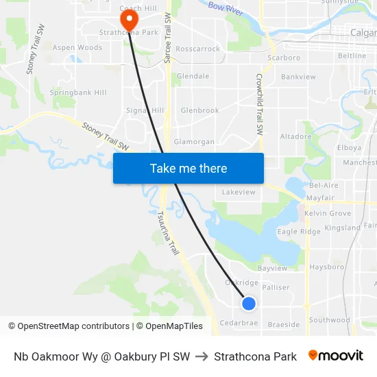 Nb Oakmoor Wy @ Oakbury Pl SW to Strathcona Park map