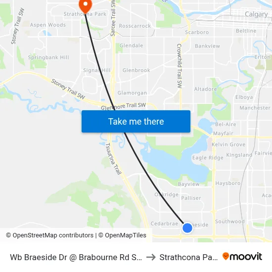 Wb Braeside Dr @ Brabourne Rd SW to Strathcona Park map