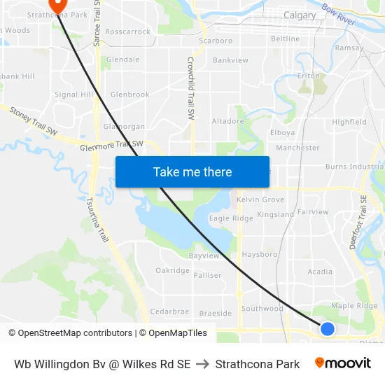 Wb Willingdon Bv @ Wilkes Rd SE to Strathcona Park map