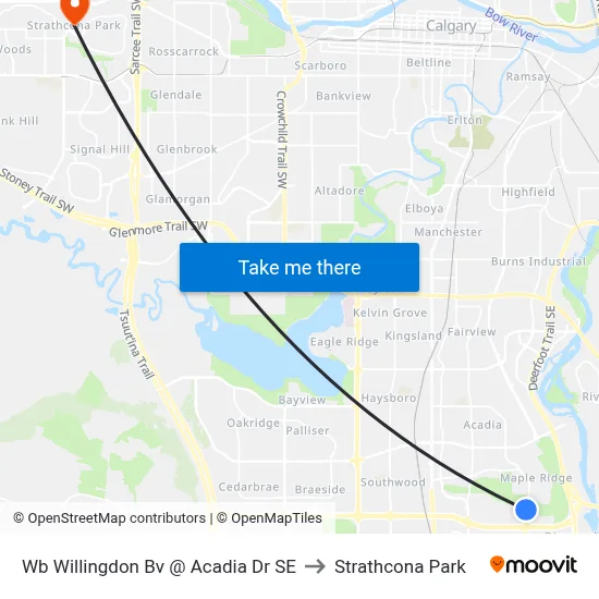 Wb Willingdon Bv @ Acadia Dr SE to Strathcona Park map