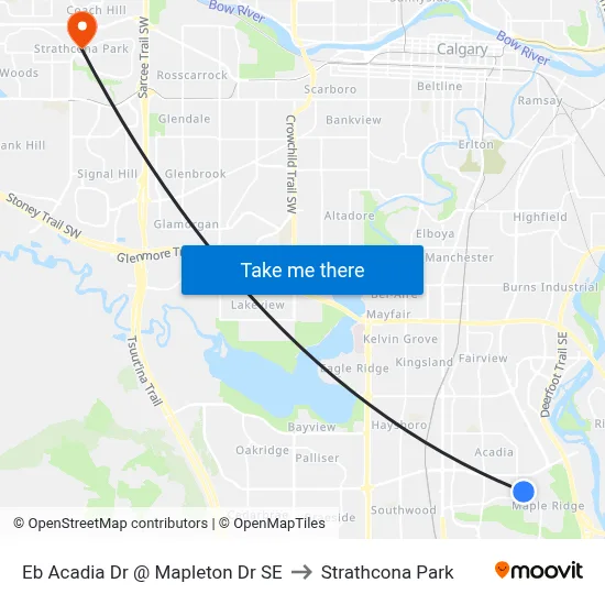 Eb Acadia Dr @ Mapleton Dr SE to Strathcona Park map