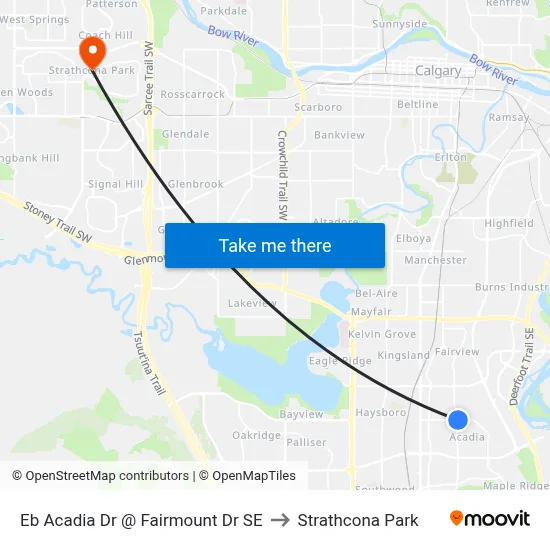 Eb Acadia Dr @ Fairmount Dr SE to Strathcona Park map