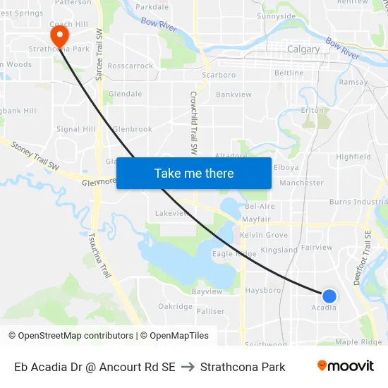 Eb Acadia Dr @ Ancourt  Rd SE to Strathcona Park map