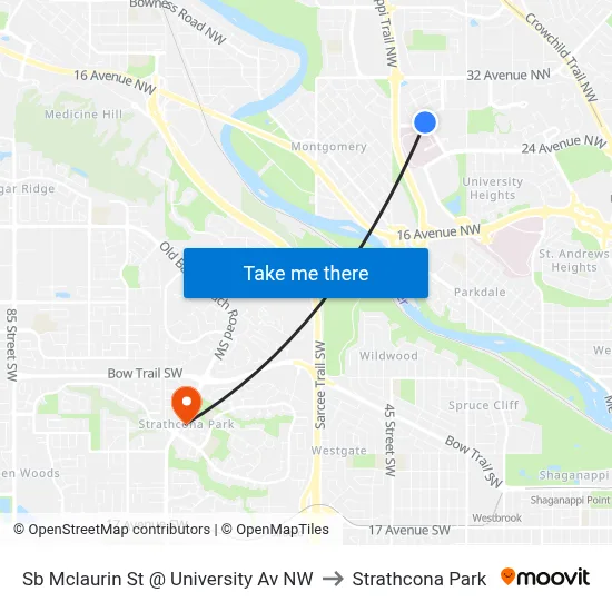 Sb Mclaurin St @ University Av NW to Strathcona Park map