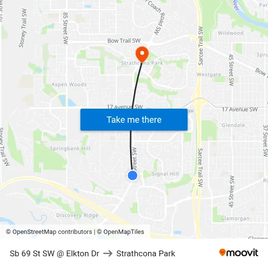 Sb 69 St SW @ Elkton Dr to Strathcona Park map