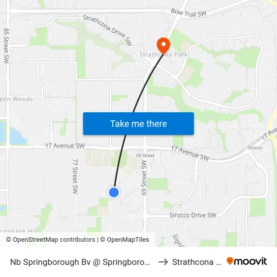 Nb Springborough Bv @ Springborough Gr SW to Strathcona Park map