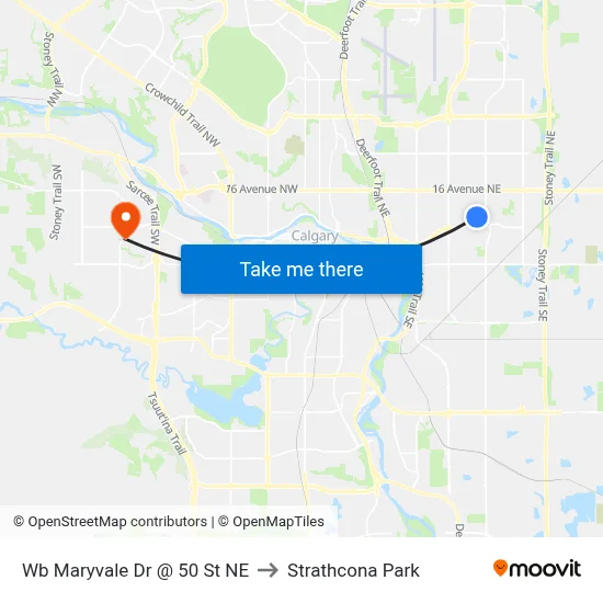 Wb Maryvale Dr @ 50 St NE to Strathcona Park map