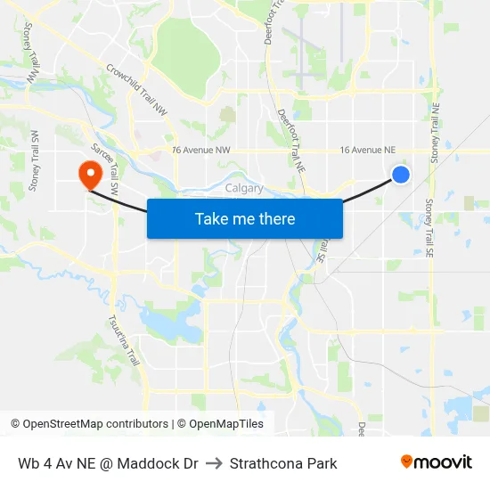Wb 4 Av NE @ Maddock Dr to Strathcona Park map