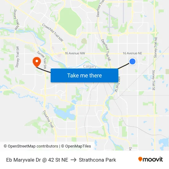 Eb Maryvale Dr @ 42 St NE to Strathcona Park map