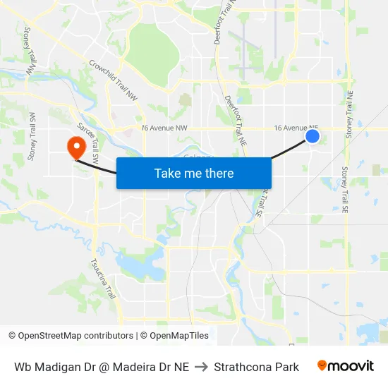Wb Madigan Dr @ Madeira Dr NE to Strathcona Park map