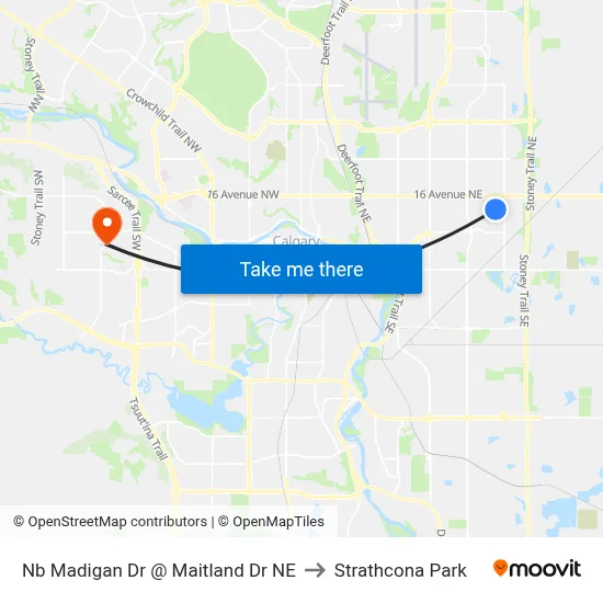 Nb Madigan Dr @ Maitland Dr NE to Strathcona Park map