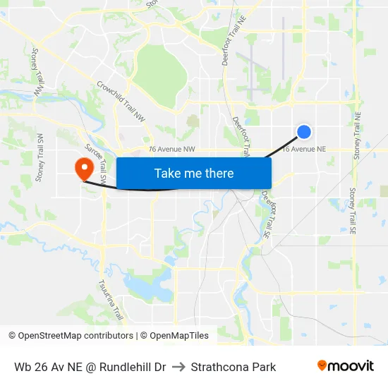 Wb 26 Av NE @ Rundlehill Dr to Strathcona Park map