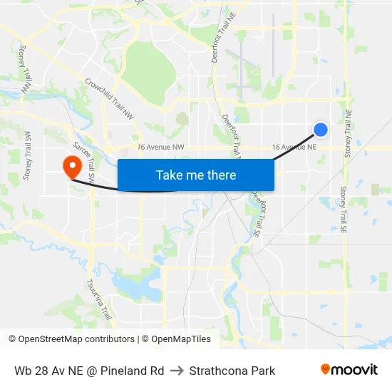 Wb 28 Av NE @ Pineland Rd to Strathcona Park map