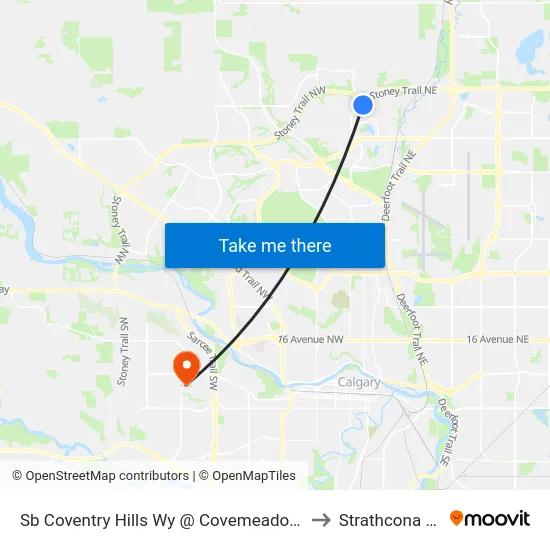 Sb Coventry Hills Wy @ Covemeadow Rd NE to Strathcona Park map