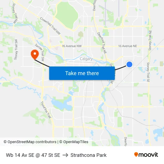 Wb 14 Av SE @ 47 St SE to Strathcona Park map
