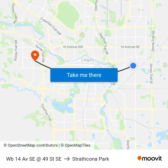 Wb 14 Av SE @ 49 St SE to Strathcona Park map