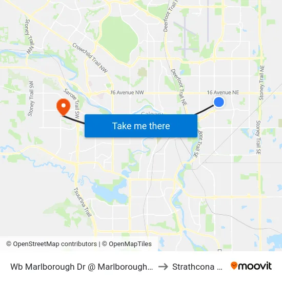 Wb Marlborough Dr @ Marlborough Wy NE to Strathcona Park map