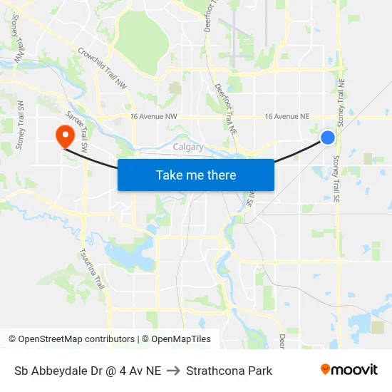 Sb Abbeydale Dr @ 4 Av NE to Strathcona Park map