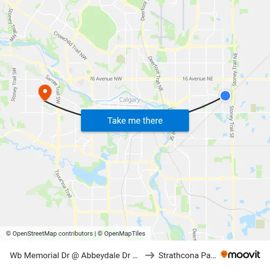 Wb Memorial Dr @ Abbeydale Dr NE to Strathcona Park map