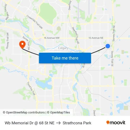 Wb Memorial Dr @ 68 St NE to Strathcona Park map