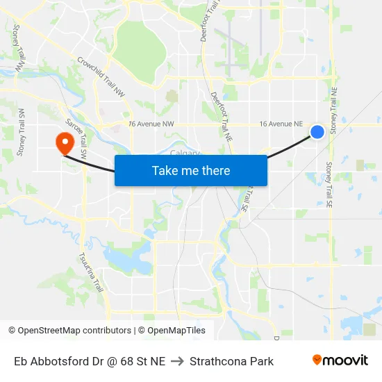 Eb Abbotsford Dr @ 68 St NE to Strathcona Park map