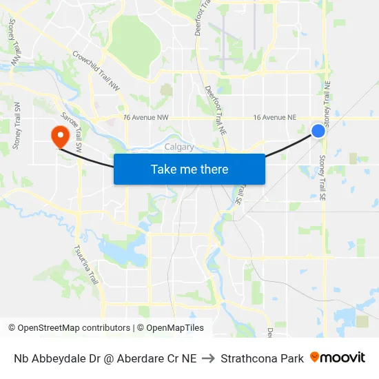 Nb Abbeydale Dr @ Aberdare Cr NE to Strathcona Park map