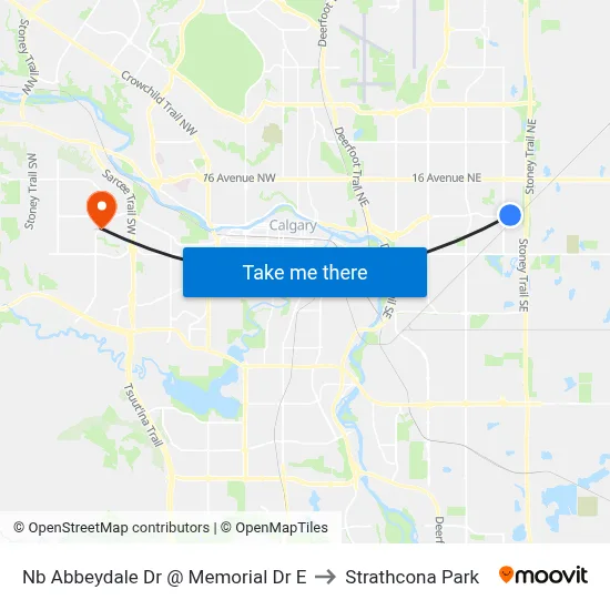 Nb Abbeydale Dr @ Memorial Dr E to Strathcona Park map
