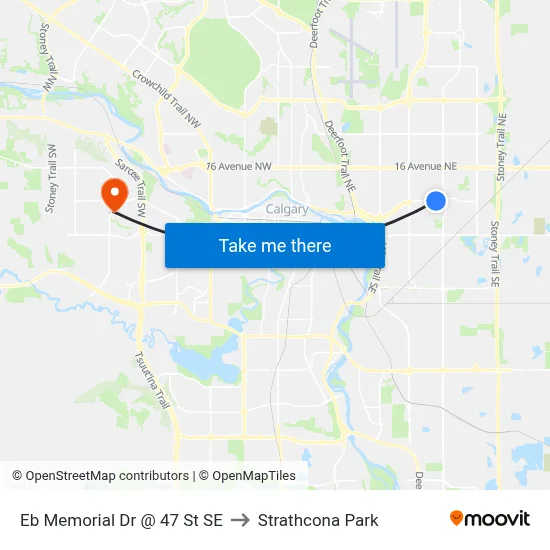 Eb Memorial Dr @ 47 St SE to Strathcona Park map