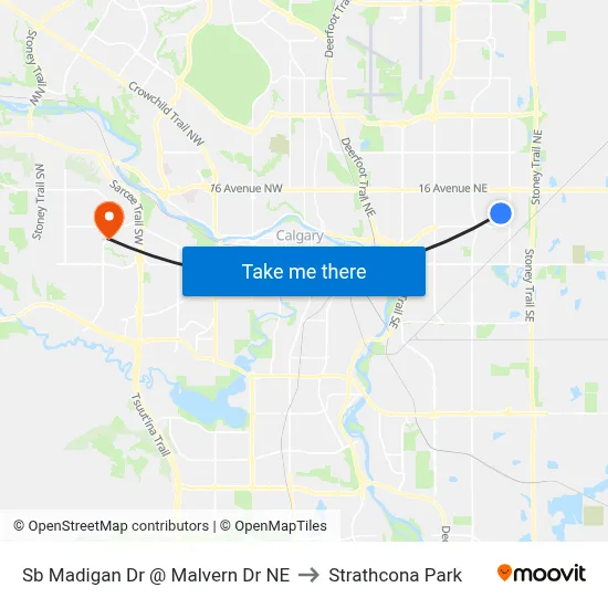 Sb Madigan Dr @ Malvern Dr NE to Strathcona Park map