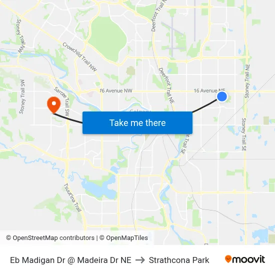 Eb Madigan Dr @ Madeira Dr NE to Strathcona Park map