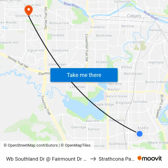 Wb Southland Dr @ Fairmount Dr SE to Strathcona Park map