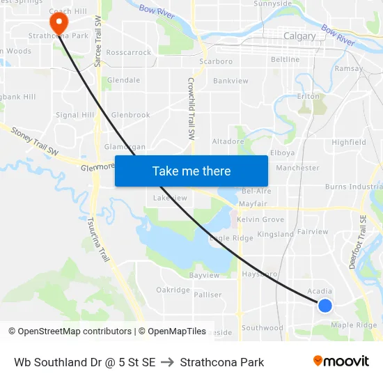 Wb Southland Dr @ 5 St SE to Strathcona Park map
