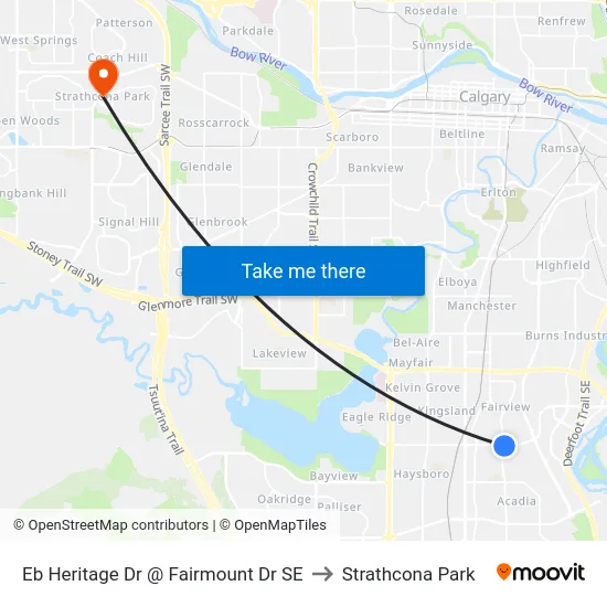 Eb Heritage Dr @ Fairmount Dr SE to Strathcona Park map