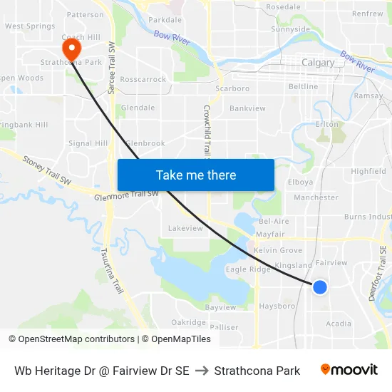 Wb Heritage Dr @ Fairview Dr SE to Strathcona Park map