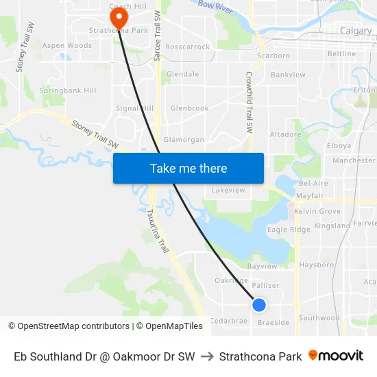 Eb Southland Dr @ Oakmoor Dr SW to Strathcona Park map