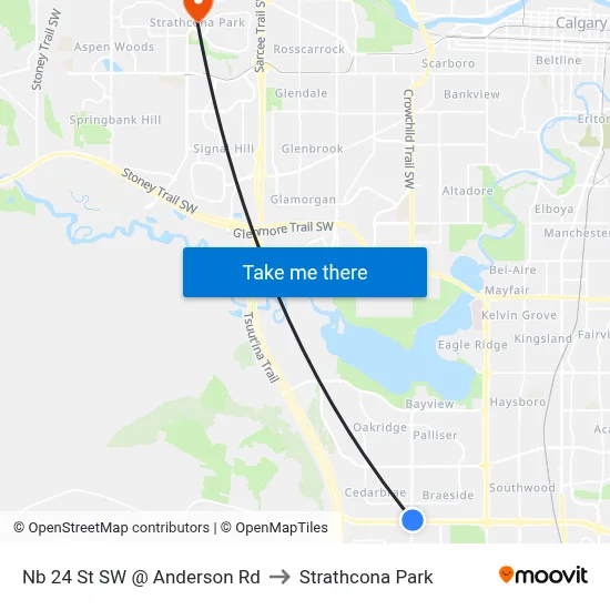 Nb 24 St SW @ Anderson Rd to Strathcona Park map