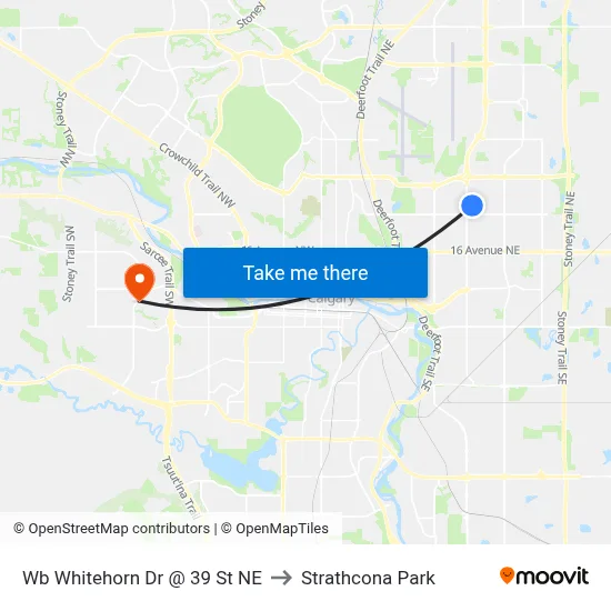 Wb Whitehorn Dr @ 39 St NE to Strathcona Park map
