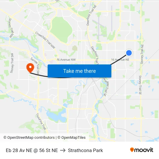 Eb 28 Av NE @ 56 St NE to Strathcona Park map