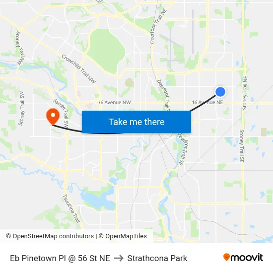 Eb Pinetown Pl @ 56 St NE to Strathcona Park map