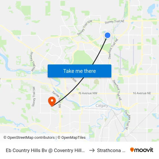 Eb Country Hills Bv @ Coventry Hills Bv NE to Strathcona Park map