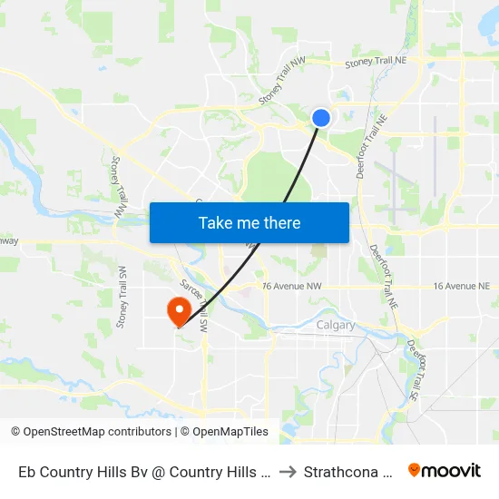Eb Country Hills Bv @ Country Hills Dr NW to Strathcona Park map
