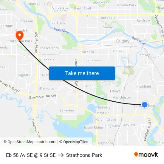 Eb 58 Av SE @ 9 St SE to Strathcona Park map
