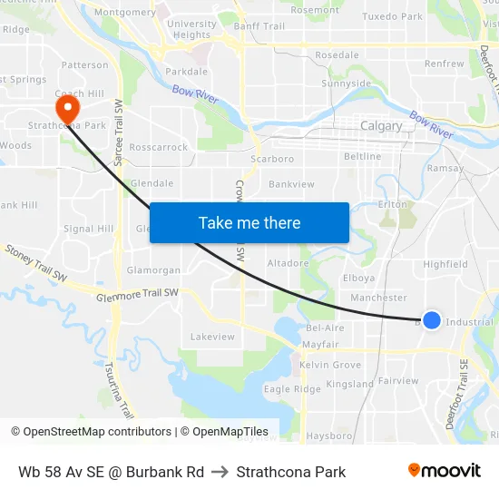 Wb 58 Av SE @ Burbank Rd to Strathcona Park map