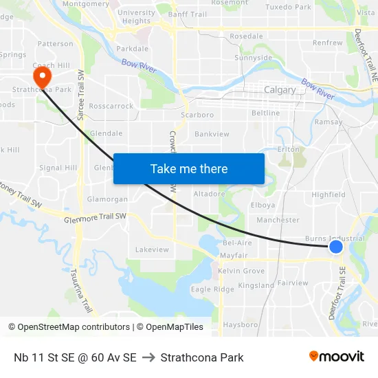 Nb 11 St SE @ 60 Av SE to Strathcona Park map