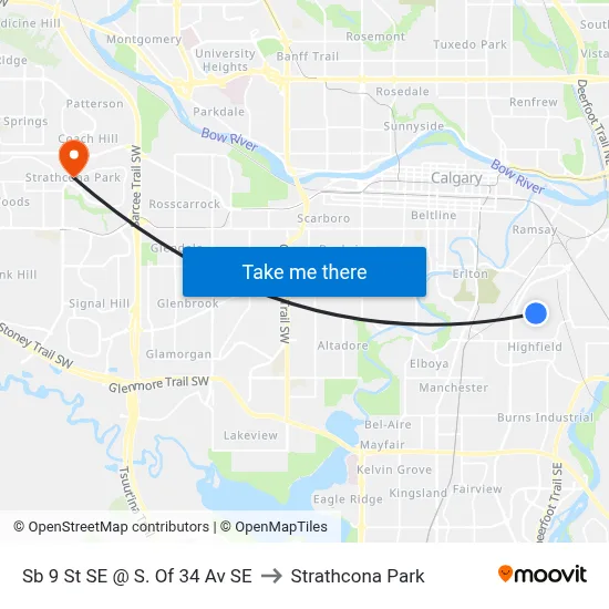 Sb 9 St SE @ S. Of 34 Av SE to Strathcona Park map