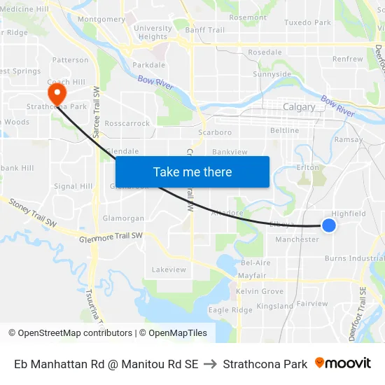 Eb Manhattan Rd @ Manitou Rd SE to Strathcona Park map