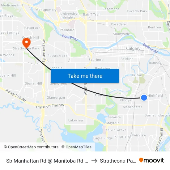 Sb Manhattan Rd @ Manitoba Rd SE to Strathcona Park map