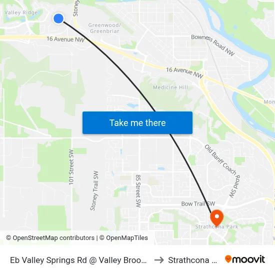 Eb Valley Springs Rd @ Valley Brook Ci NW to Strathcona Park map