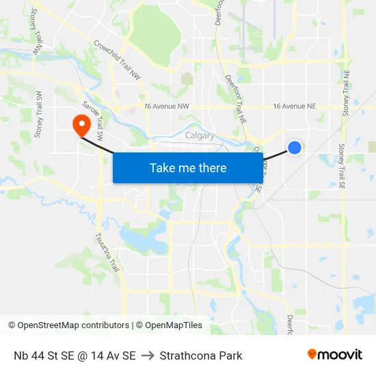 Nb 44 St SE @ 14 Av SE to Strathcona Park map