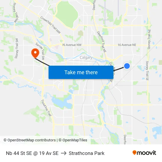 Nb 44 St SE @ 19 Av SE to Strathcona Park map